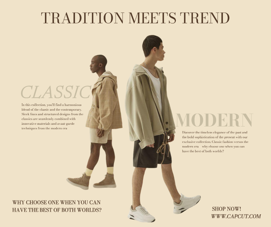 Bekleidungsmarketing-Poster - Tradition trifft Trend - Facebook Post
