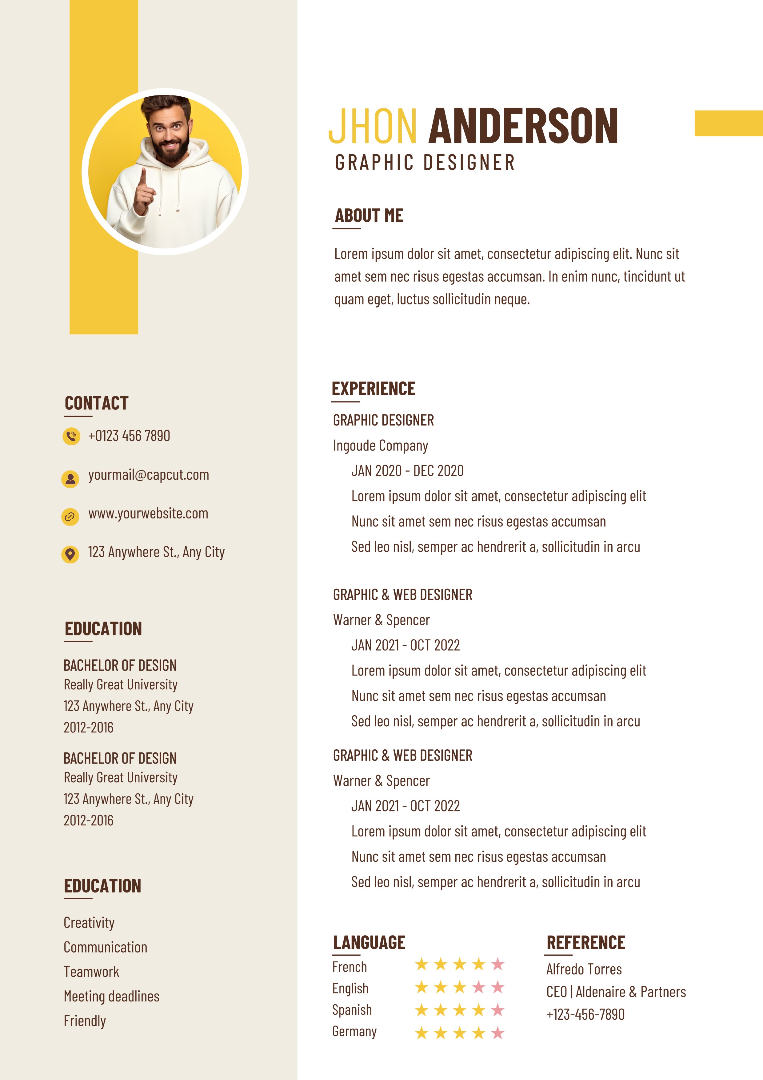 Reanudar Diseñador Gráfico Comercial Minimalista