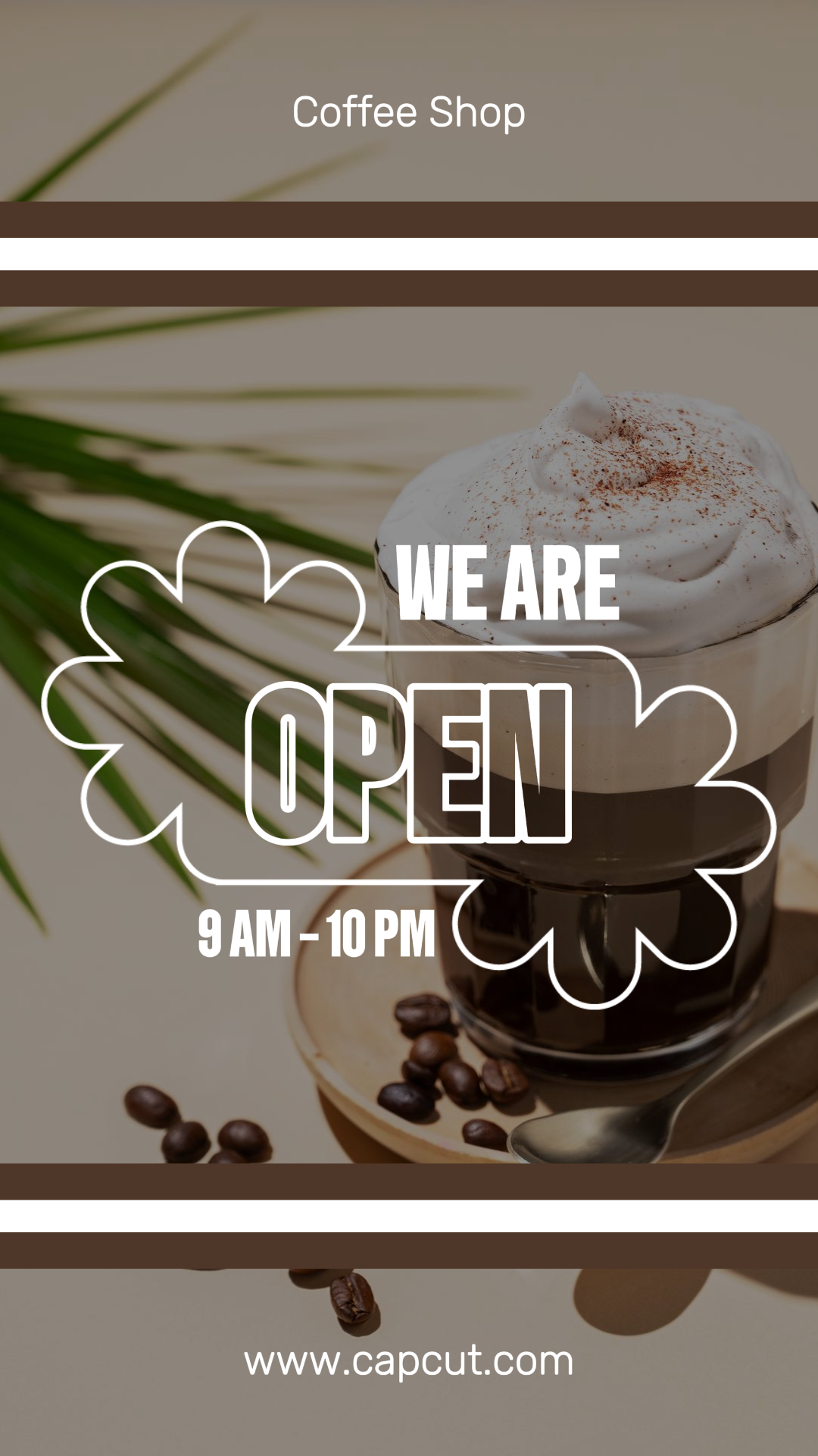 Business and Office Creative Poster Tiktok We Are Open Brown and White
