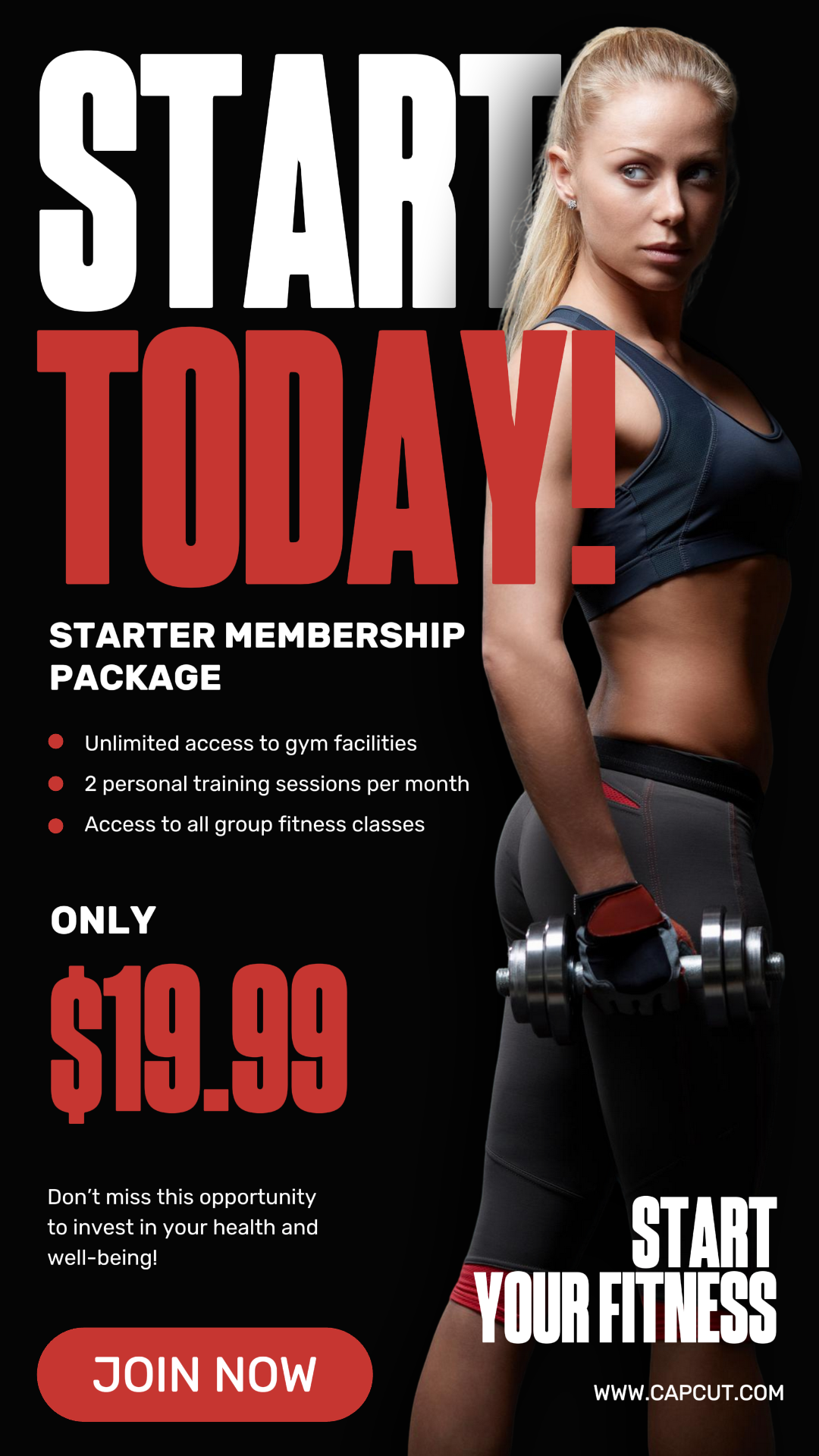 Latihan dan Pemasaran Kebugaran Poster Gym Promosi Kisah Instagram