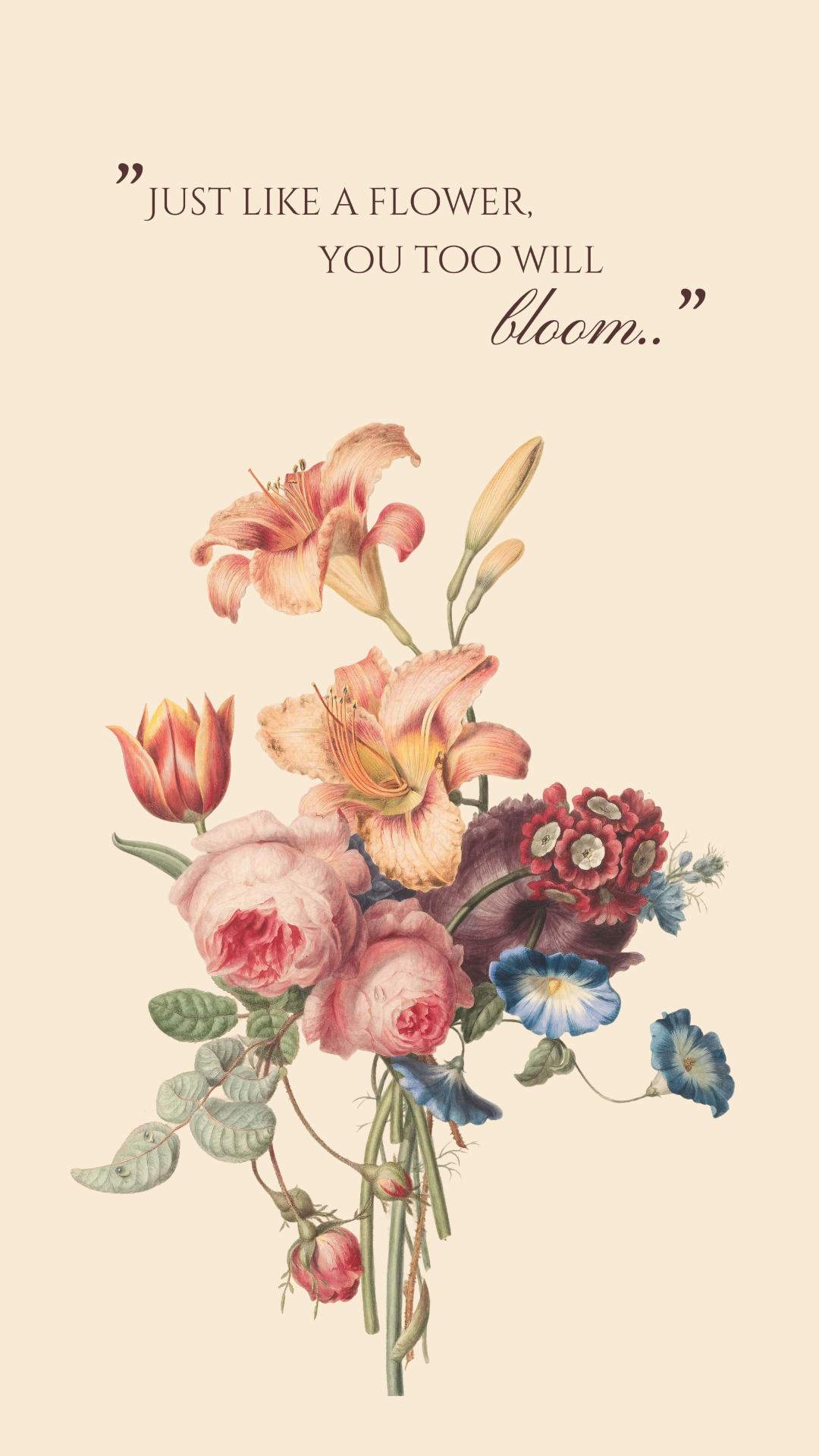 Papel de parede Criativo Poster Citação Flores Vintage