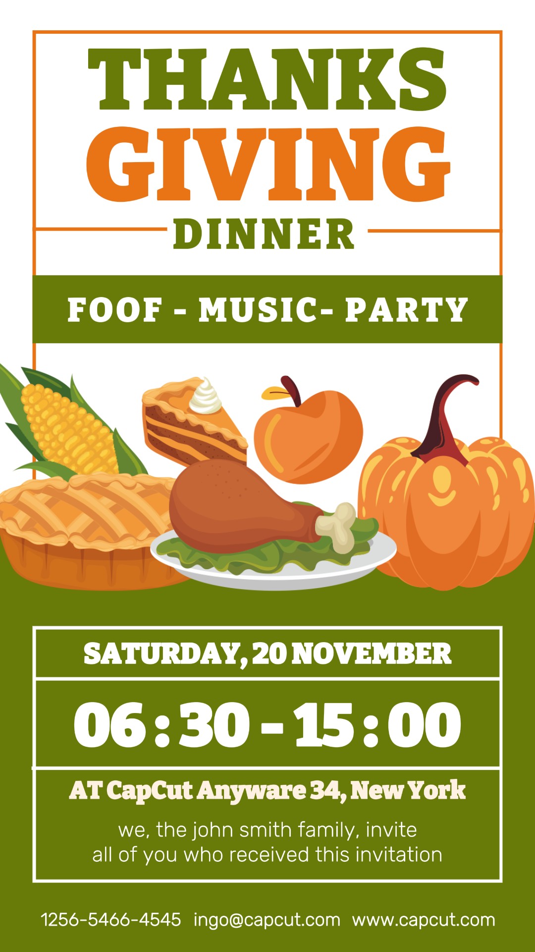 Thanksgiving Happy dinner invitation instagram post