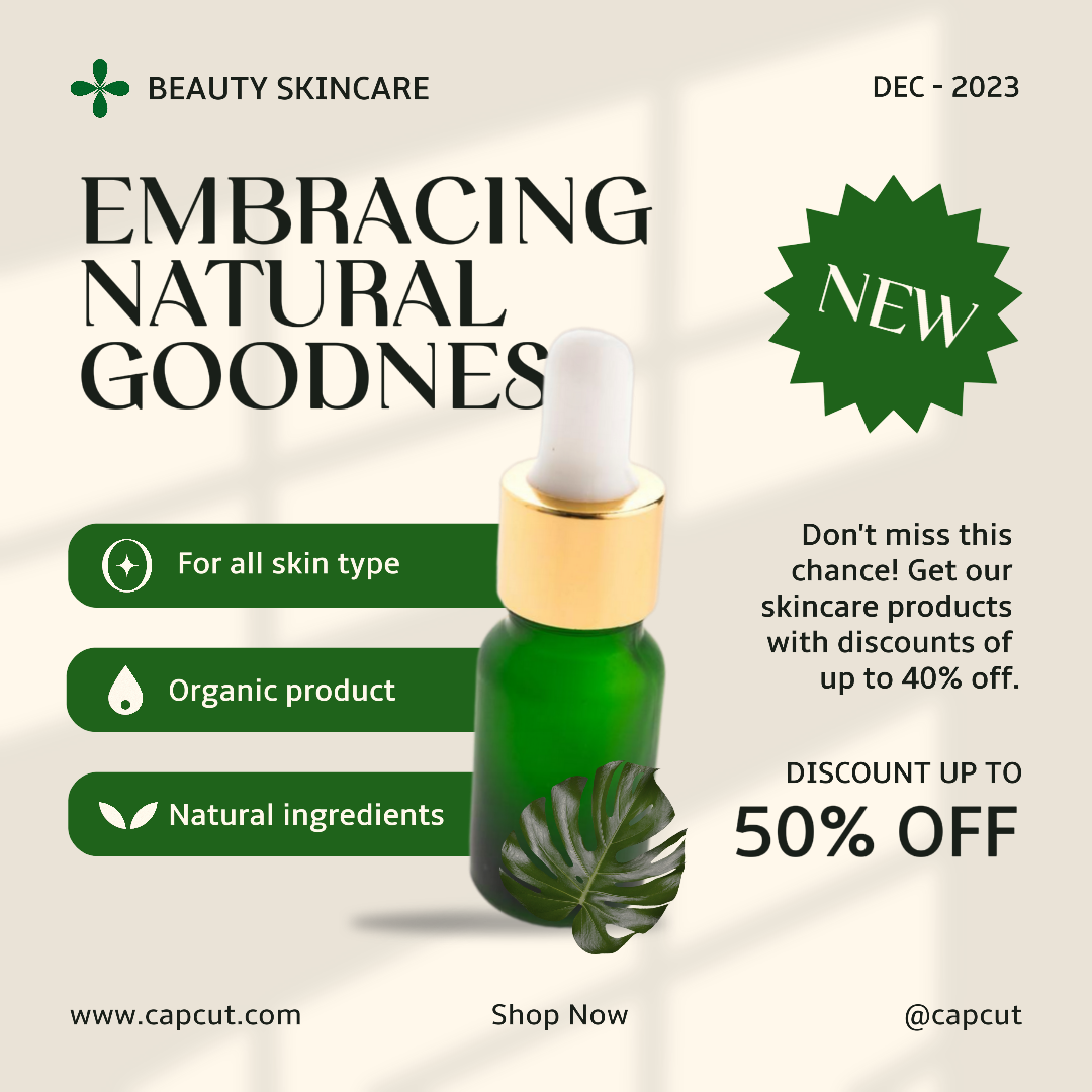 Publicação no Instagram da promoção de cuidados com a pele natural