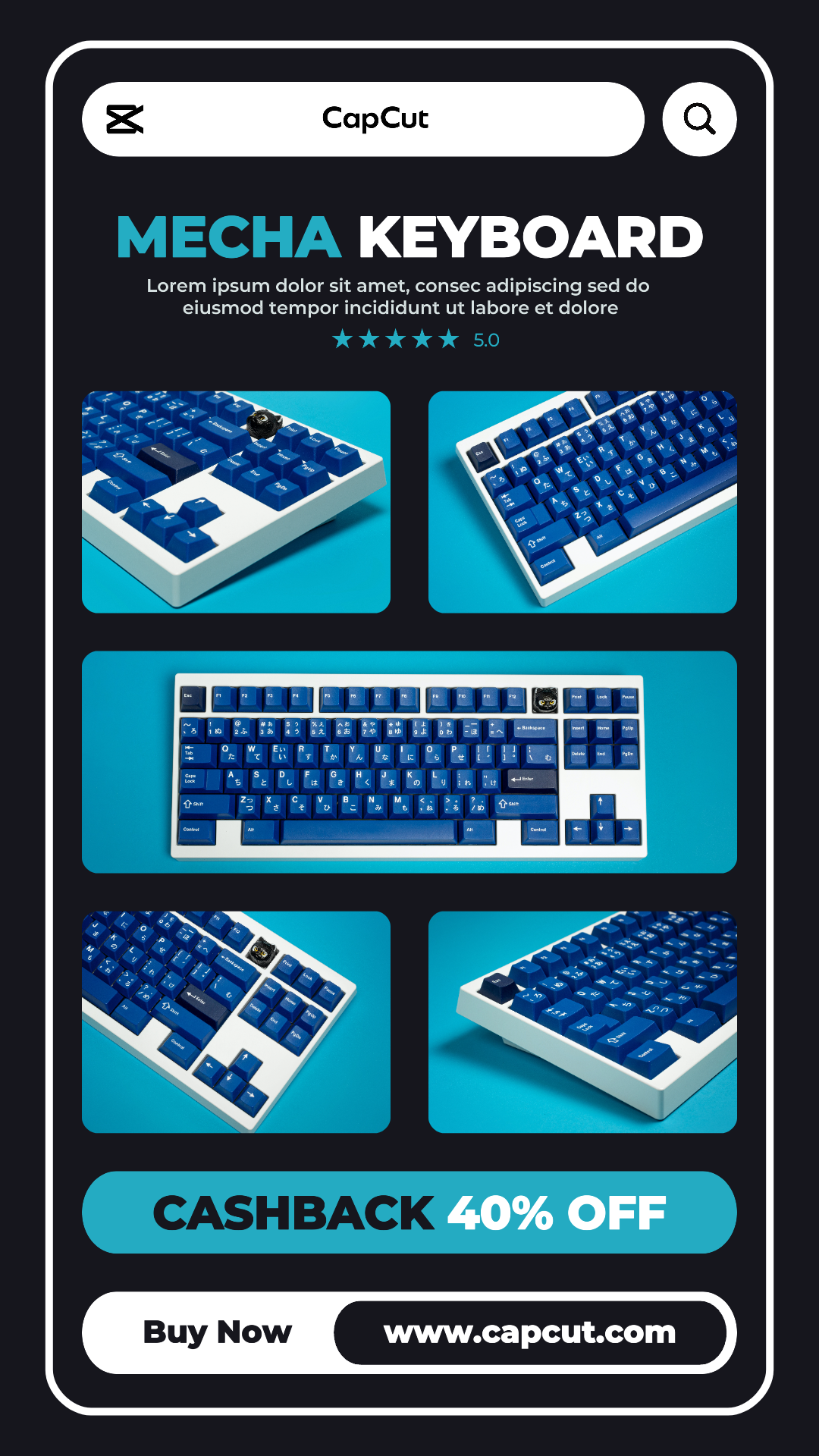 Clavier Cashback Electronics Promotion Histoire Instagram