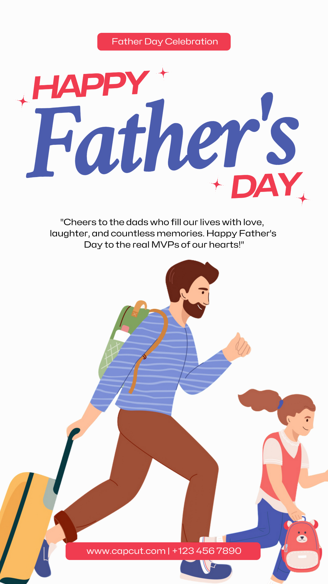 Happy Father's Day Instagram Story Red Blue