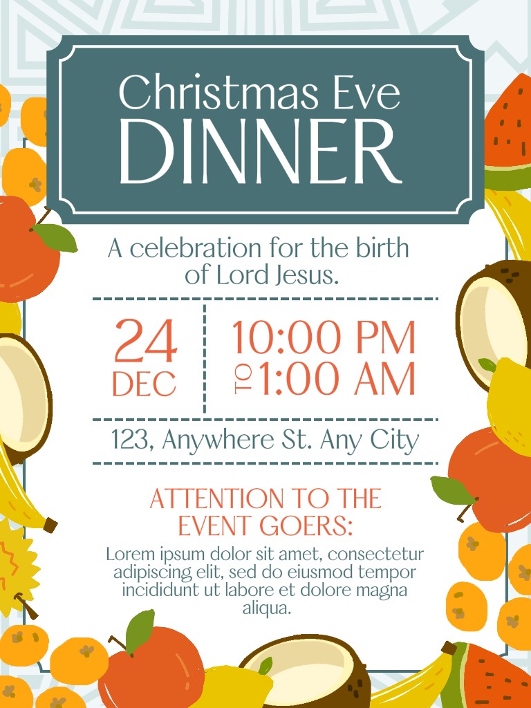 Affiche du dîner du réveillon de Noël