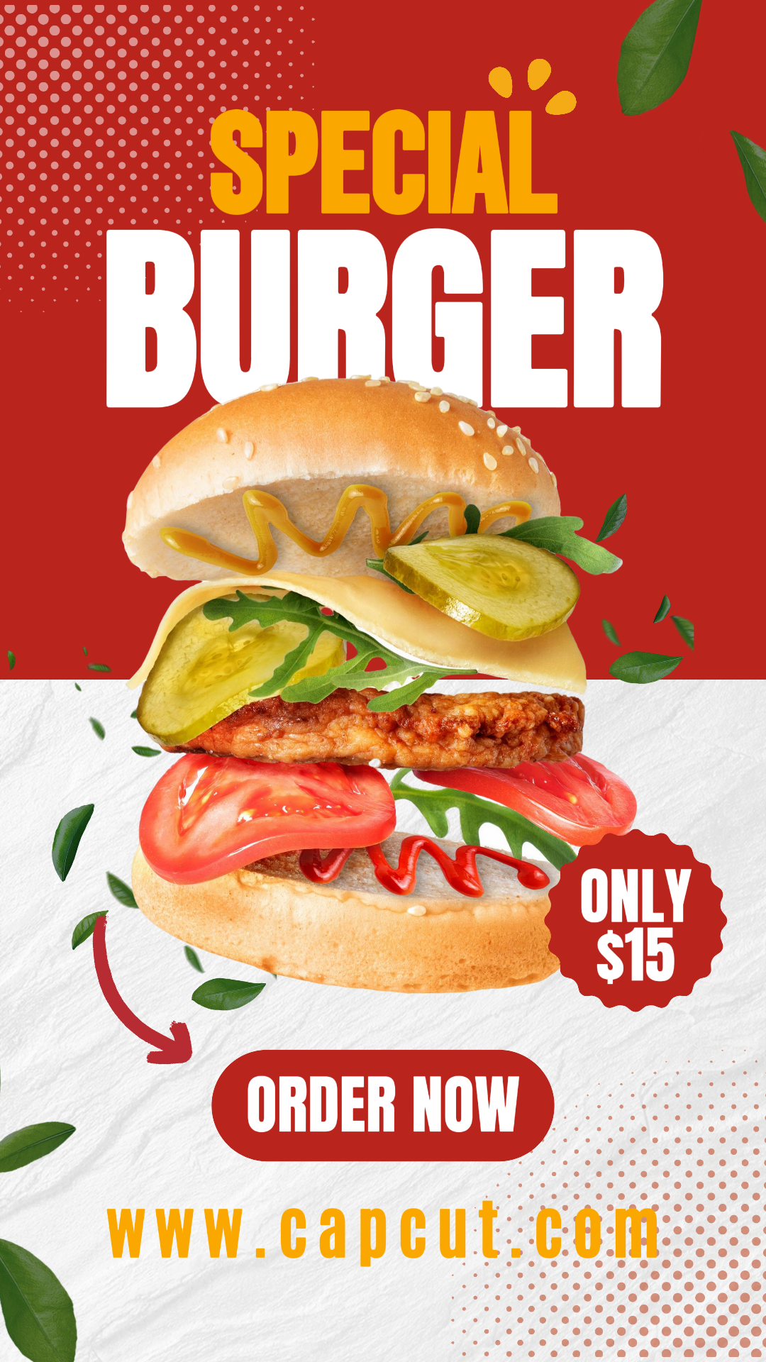 Affiche de marketing des aliments et des boissons Promotion Burger Instagram Story