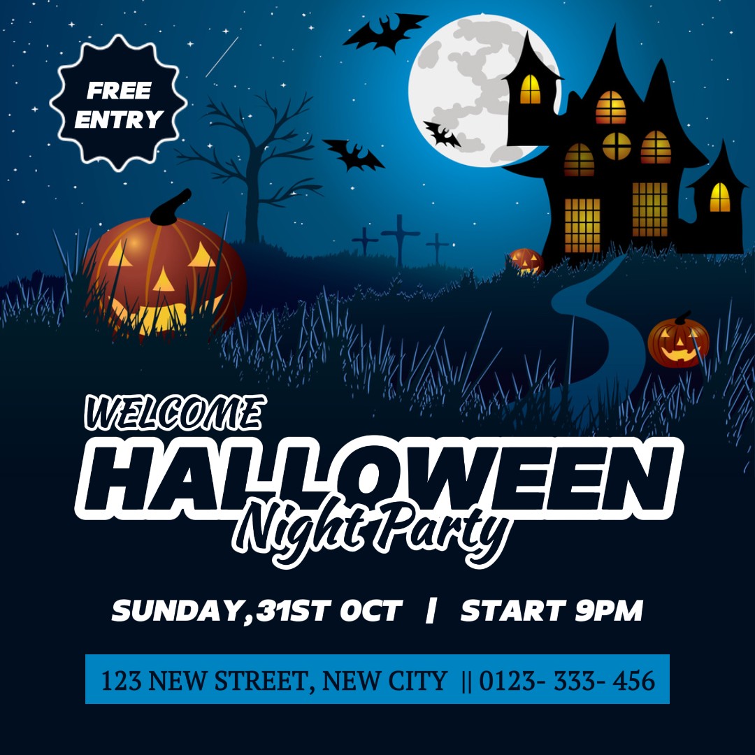 Bem-vindo à festa da noite de Halloween Instagram Post