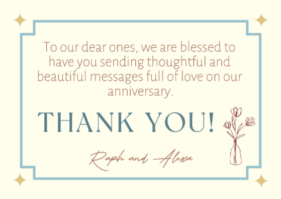 Non Marketing - Personal Sharing Cards - Anniversary Thank You Message - Retro