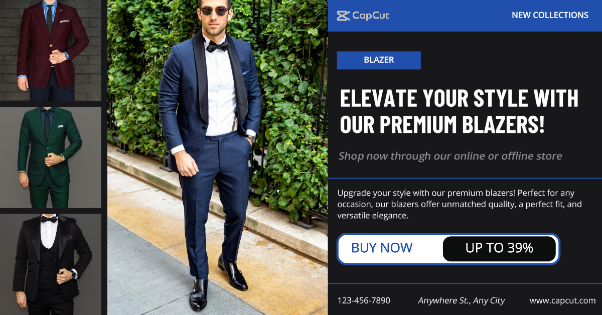 Anúncios no Facebook Roupa Blazer Promoção de vendas Minimalista