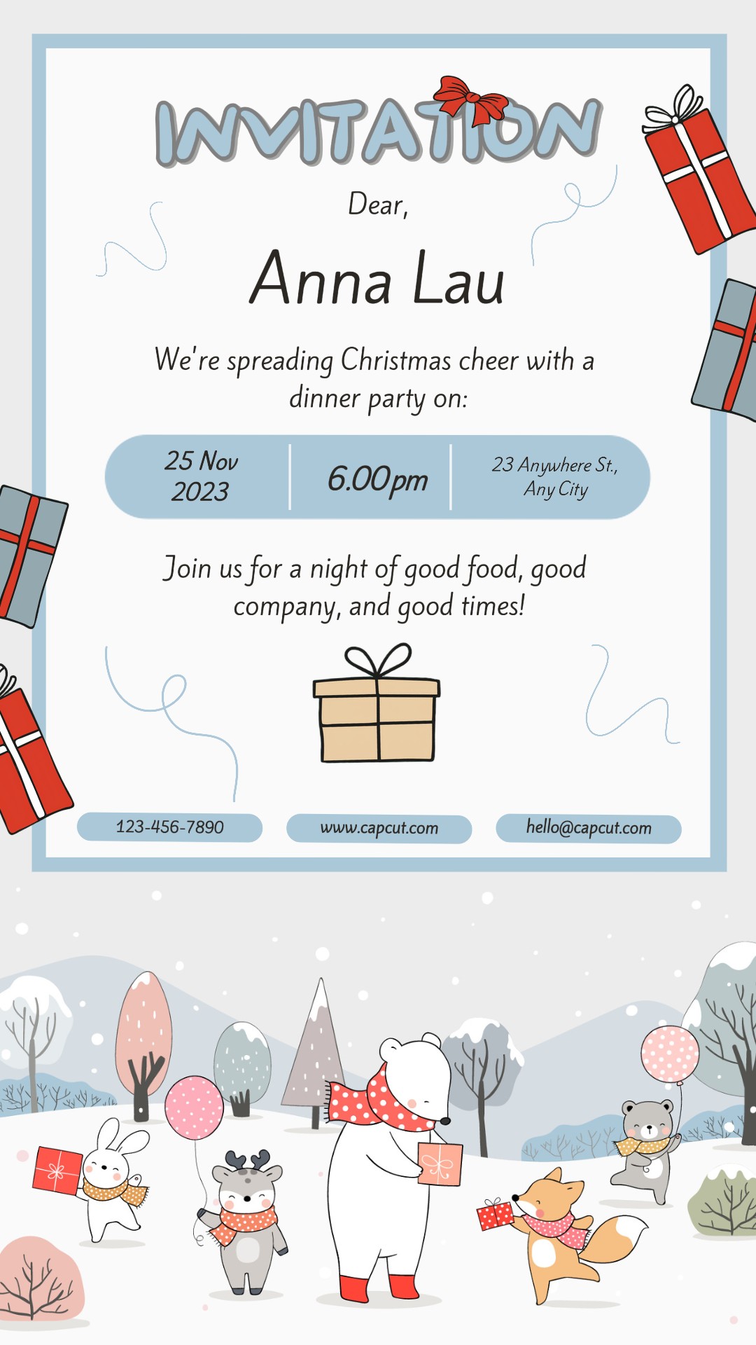 Invitación De Fiesta De Navidad Historia De Instagram