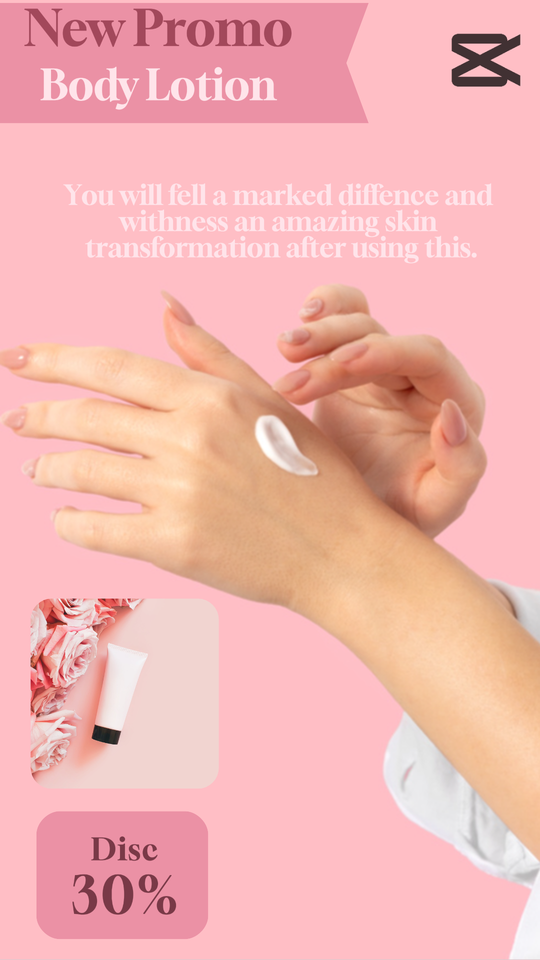 Loción corporal instagram story rosa minimalista