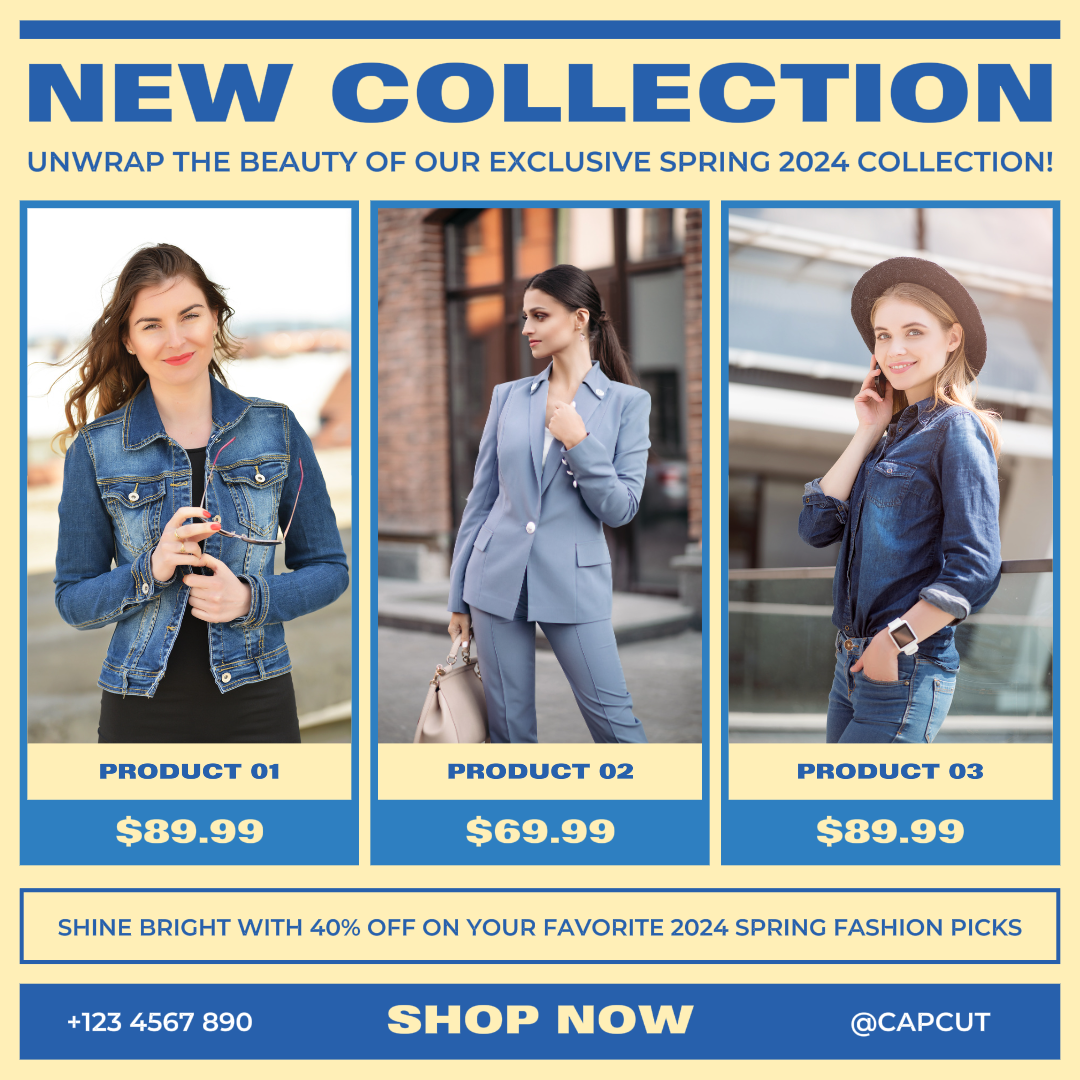 2024 Spring Fashion Minimalist Blue Promotion for Social Media Post