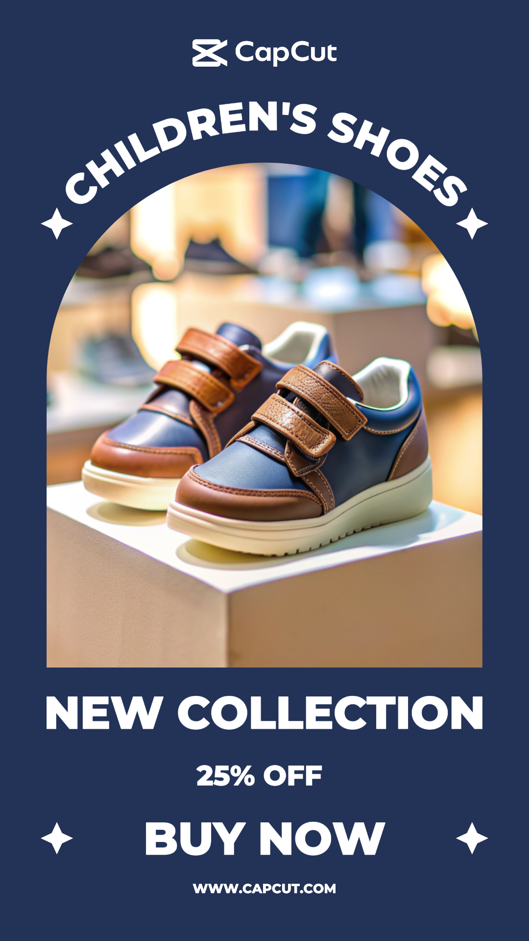 Vestuário e calçado marketing poster instagram story sapatos infantis