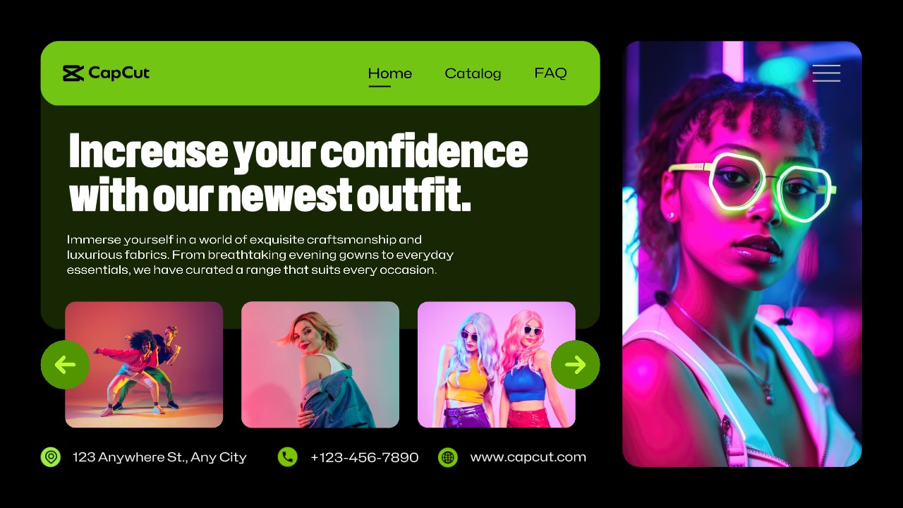 Black and Green Neon Fashion Store Website