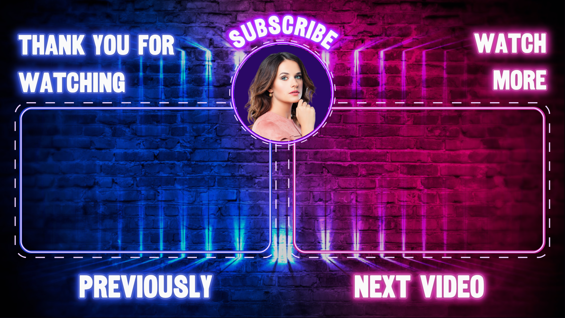 Pantalla final de YouTube sin marketing Neon Blue Pink