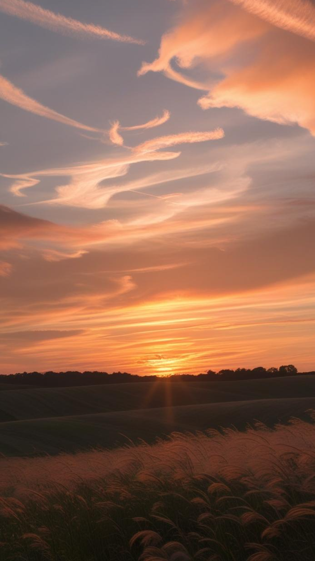 Fond d'écran Coucher de soleil sur Rolling Fields Instagram Story
