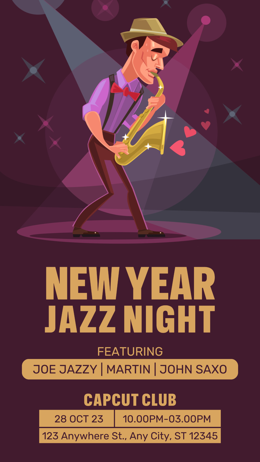 Neujahr Jazz Night Club Vorlage Instagram Story