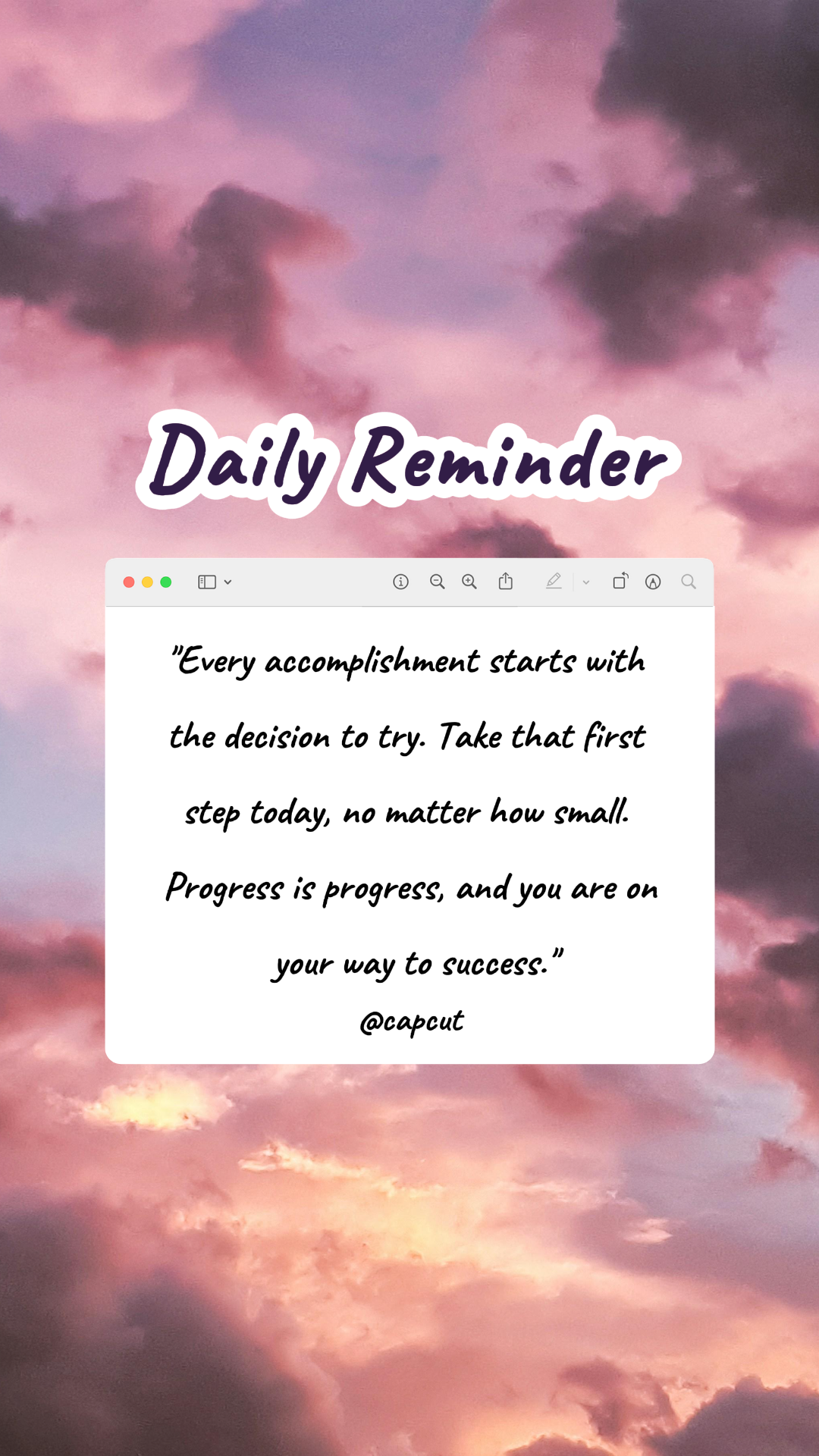 Tiktok vignette rappel quotidien beau thème violet ciel