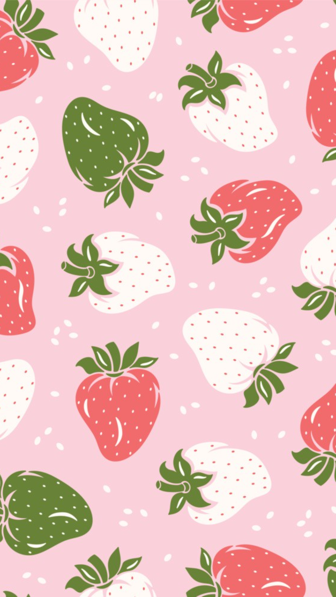 Fondo de pantalla Póster creativo Fruta Fresa Rosa y blanco