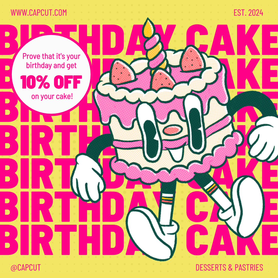 Affiche de marketing alimentaire Gâteau d'anniversaire accrocheur