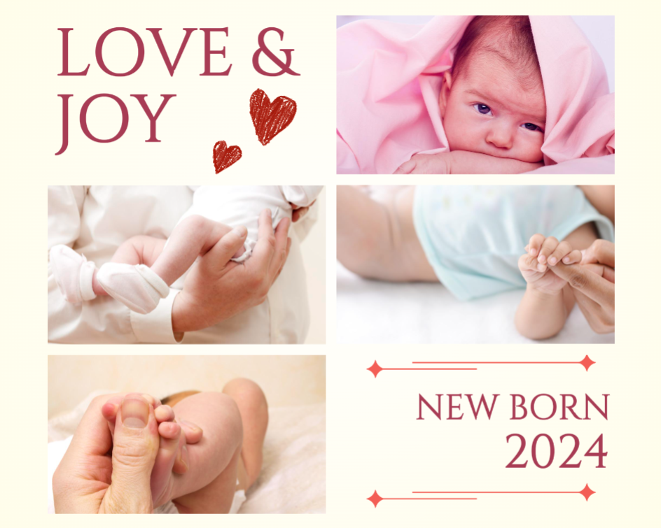 Não-Marketing Photo Collage Baby Born 4 Images