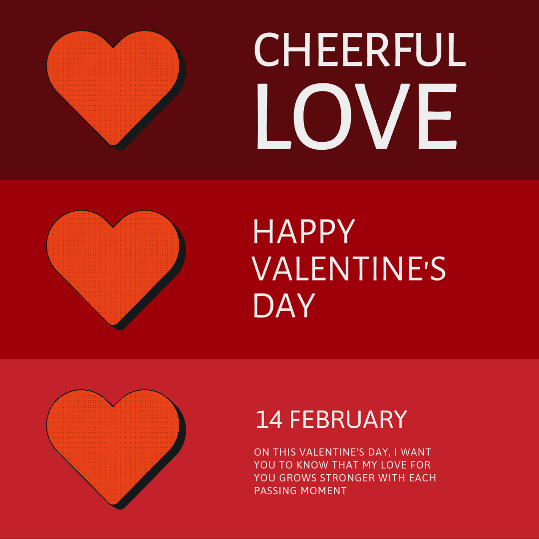 Día de San Valentín Tarjeta de deseos sin marketing Publicación de Instagram