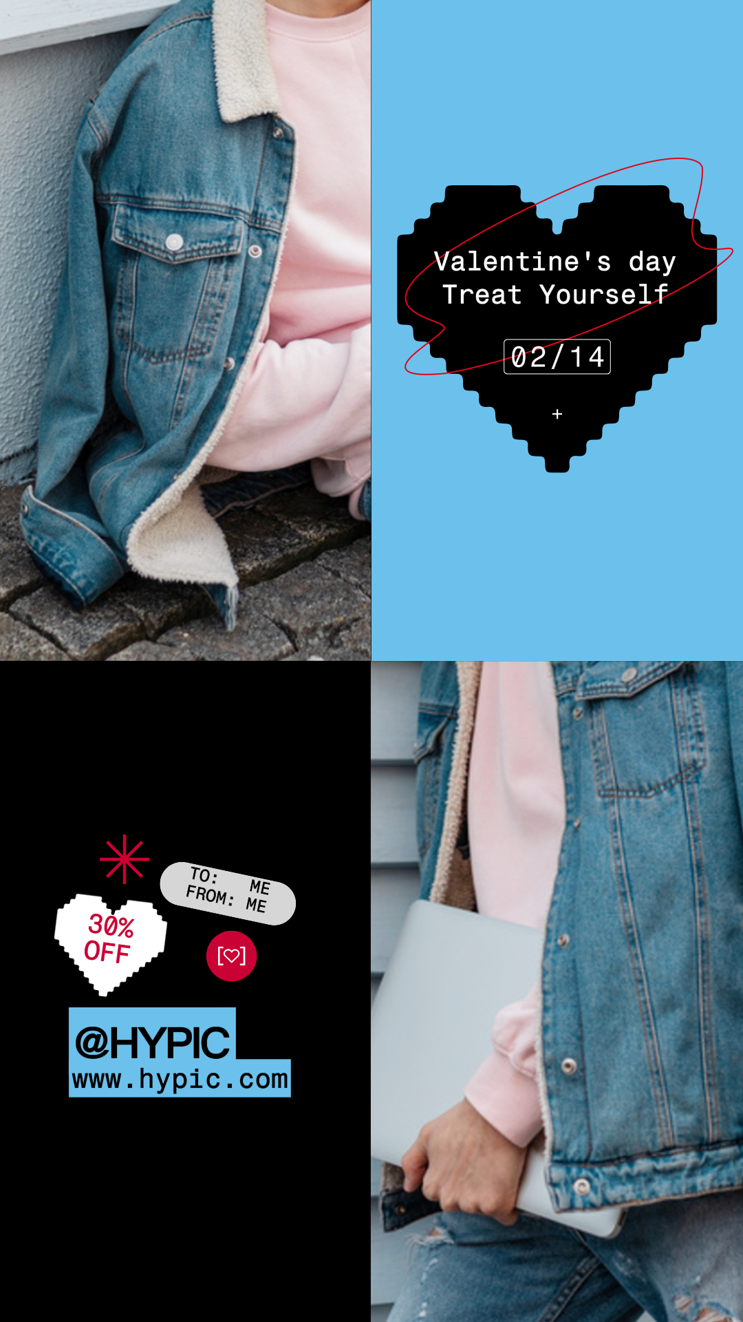 Ropa y zapatos de San Valentín Exhibición de productos