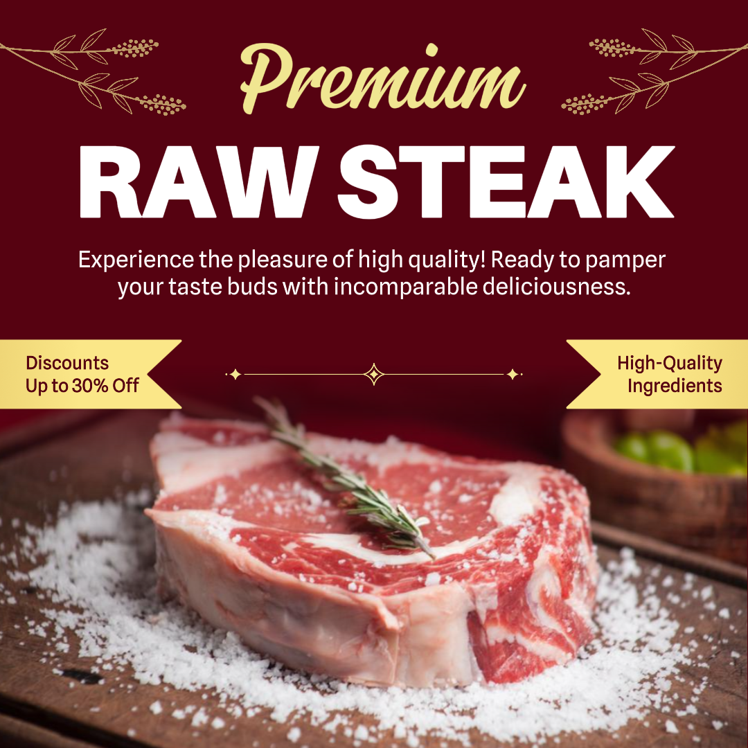 Tampilan Produk Steak Mentah Premium Makanan C-Commerce
