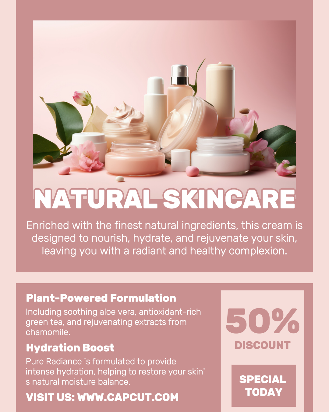 Affichage de soins de la peau naturels de beauté