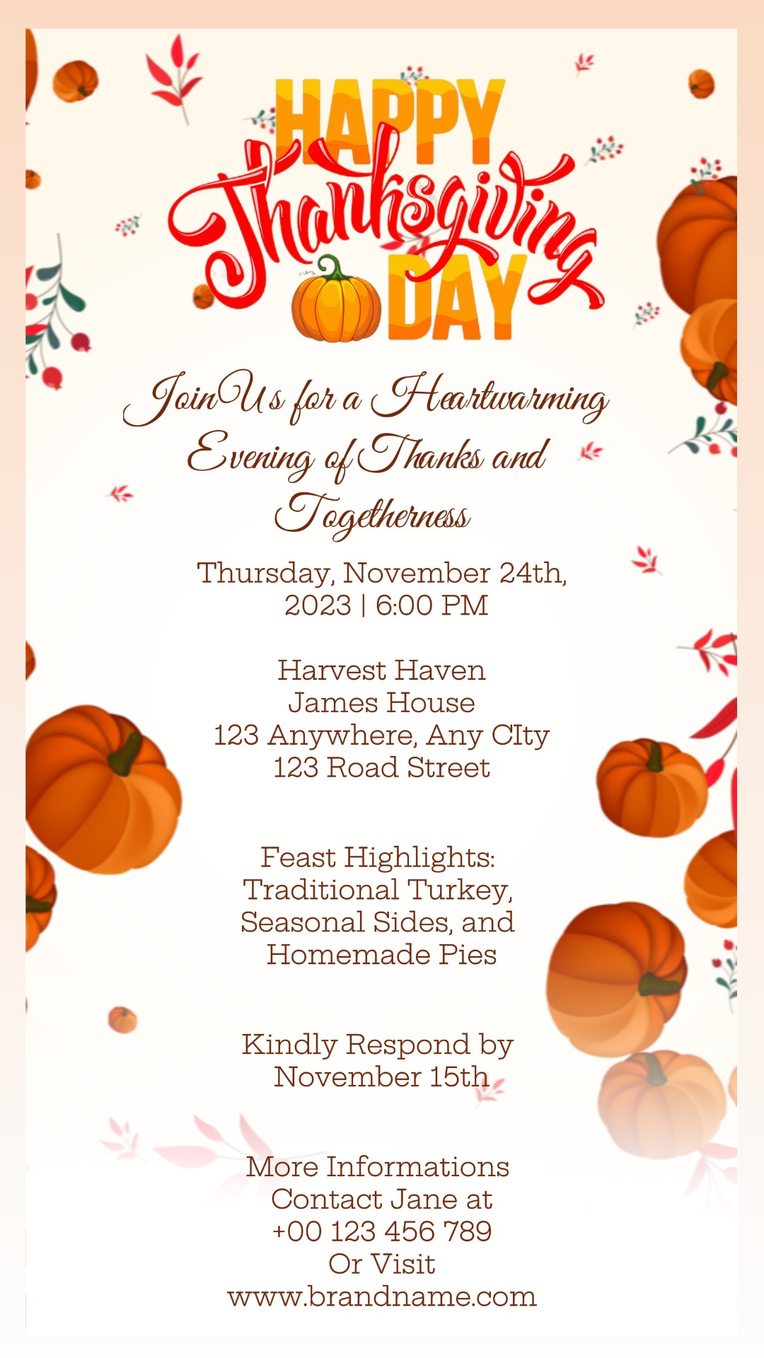 Kisah Instagram Undangan Thanksgiving