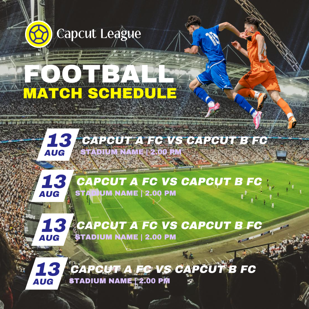 Match Schedule Football Match Creative Poster Instagram Post Yellow & Blue Minimalist