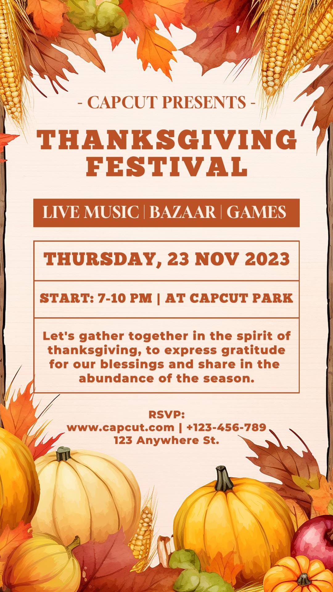 Thanksgiving Festival Poster Invitation TikTok