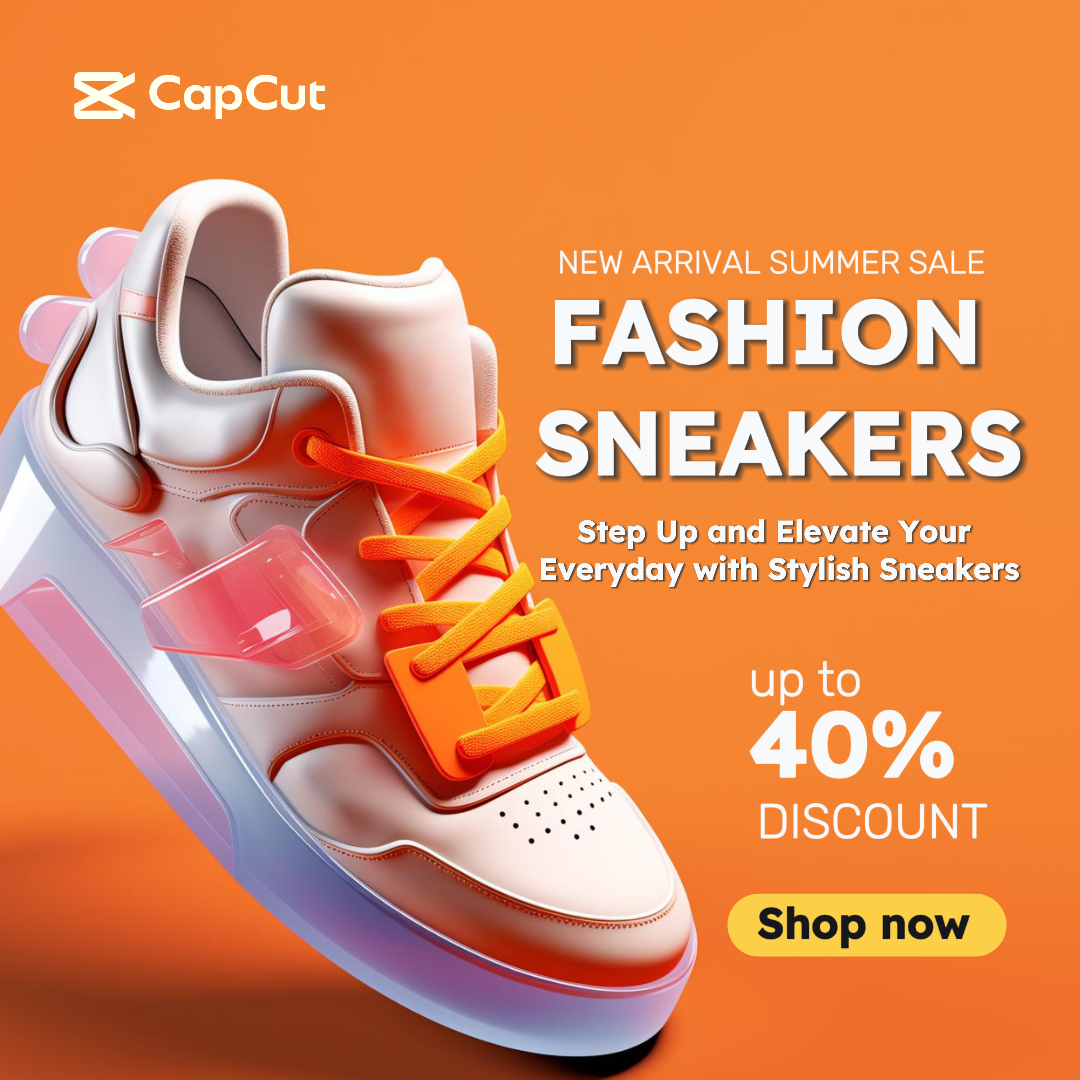 Clothing and Shoes Marketing Poster New arrival for summer clothes Instagram Post Orange