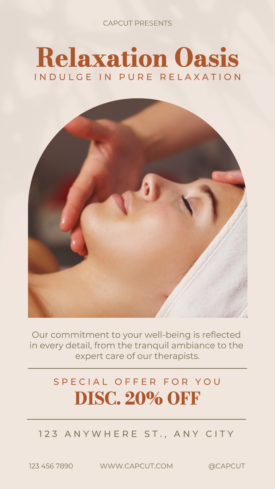 Exibição de promoção de spa minimalista