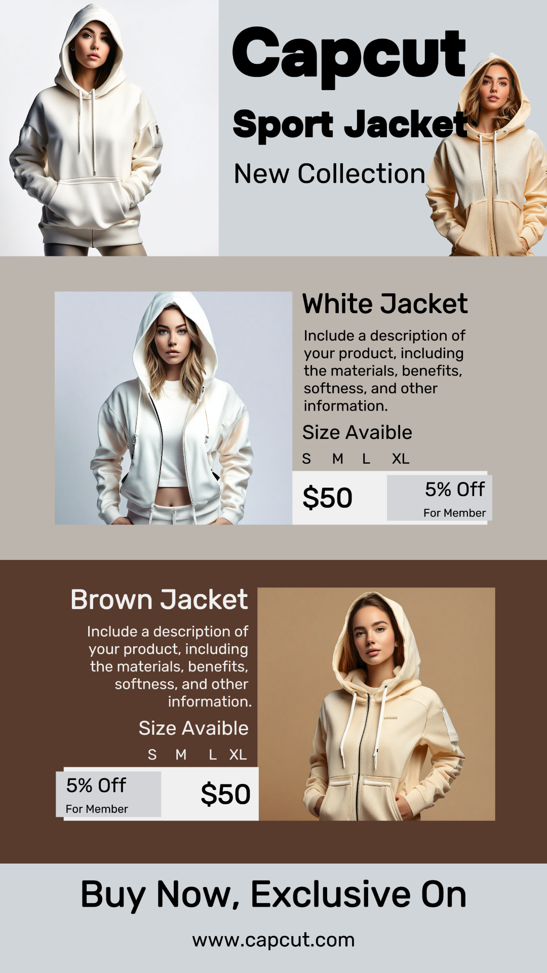 Instagram Stories de promoção de jaqueta de moda