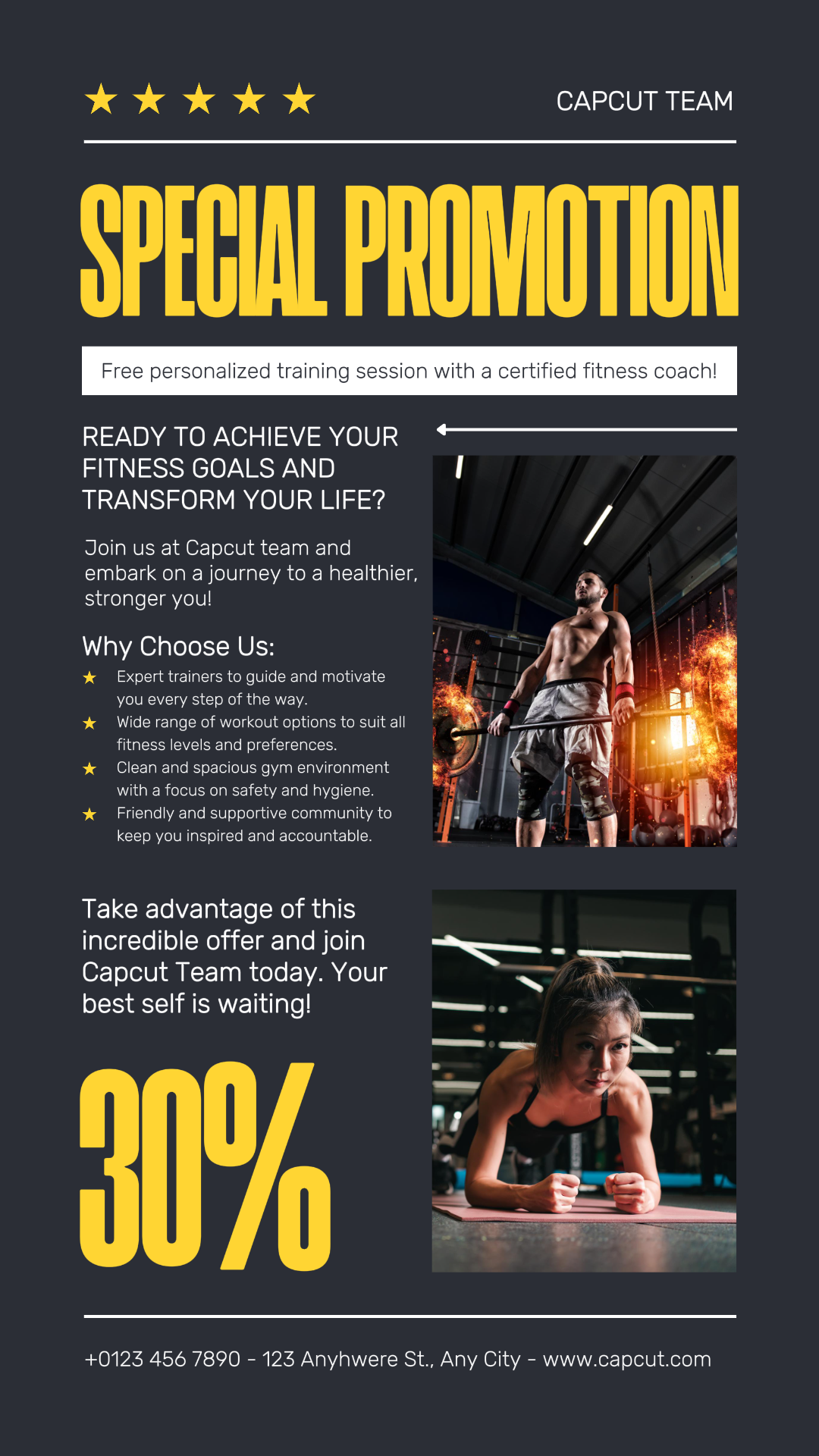 Workout and Fitness Marketing Poster Gym Promotion Instagram Story
