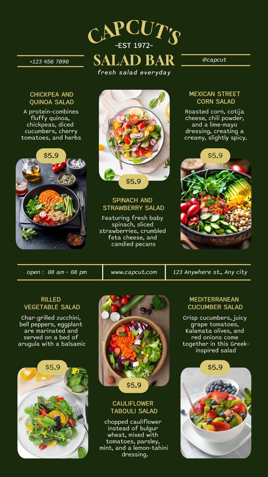 Salada Bar Menu Exibir Instagram Story