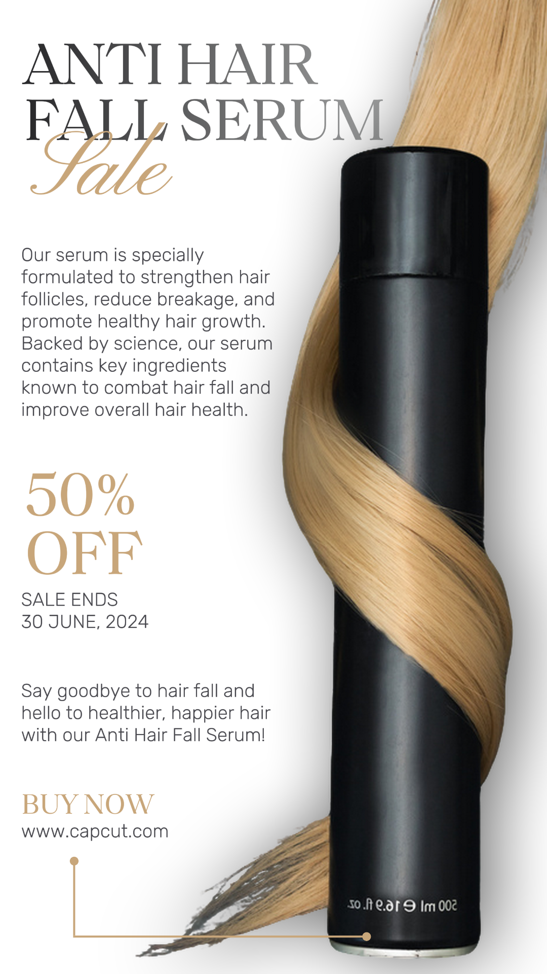 Pôster de Marketing de Cuidados de Beleza Anti Hair Fall Serum Sale Instagram Story