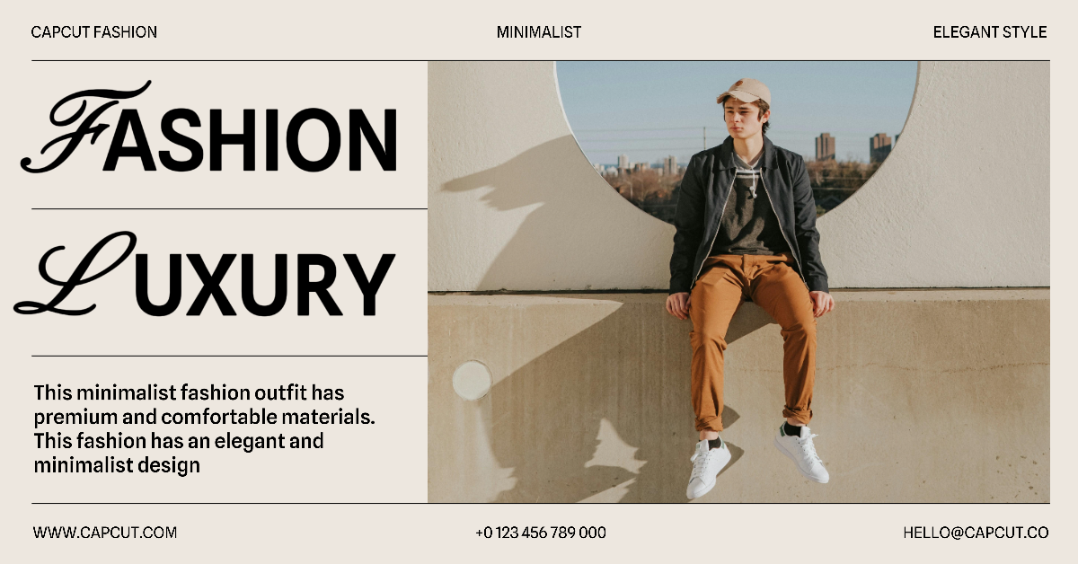 Facebook Ads - Marketing cartazes e banners Fashion Luxury Display Cream Minimalist