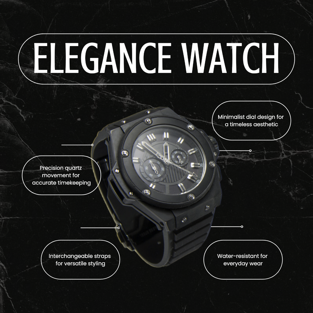 E-commerce Fashion Product Display Watch Modern Black