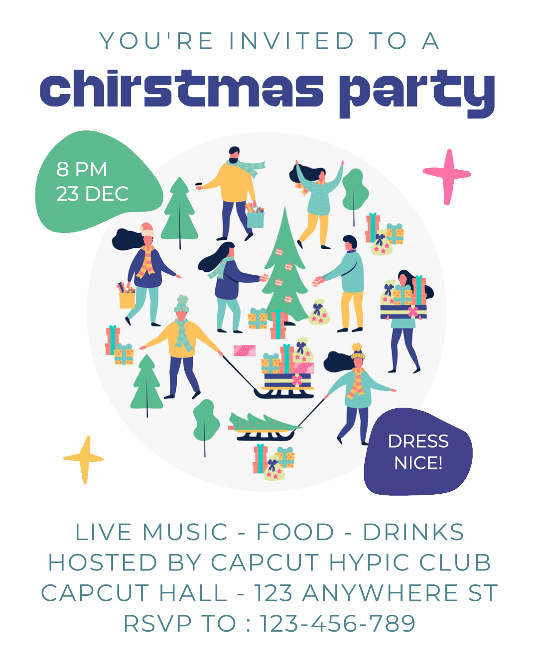 Tarjeta De Invitación De Fiesta De Navidad Retrato De Instagram