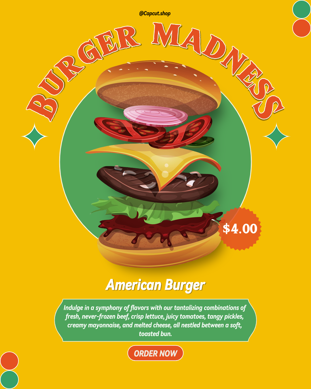 Promo kegilaan burger untuk postingan instagram