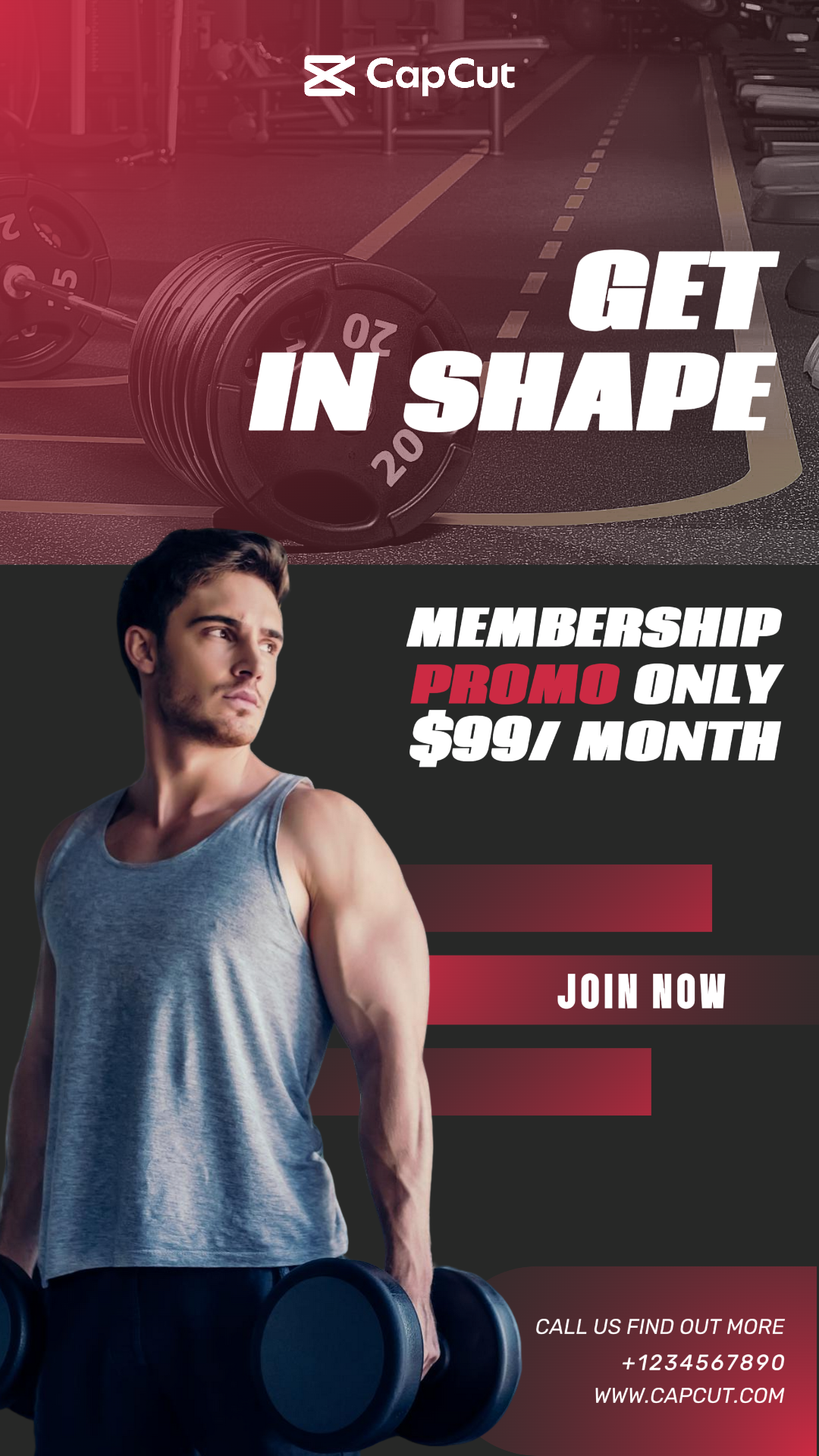Keanggotaan Gym Latihan Cerita Instagram dan Poster Pemasaran Kebugaran