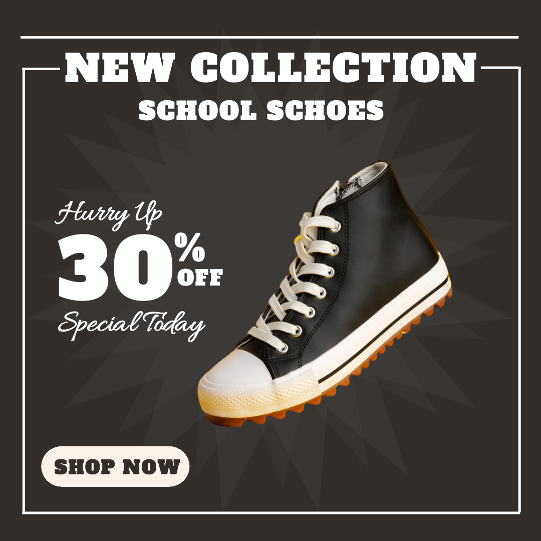 Ropa y zapatos - Cartel de marketing - Colección de zapatos escolares