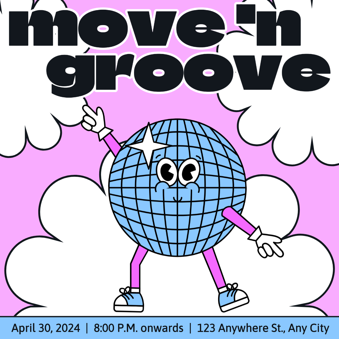 Hiburan Dance Disco Party Instagram Post Creative Poster Move and Groove
