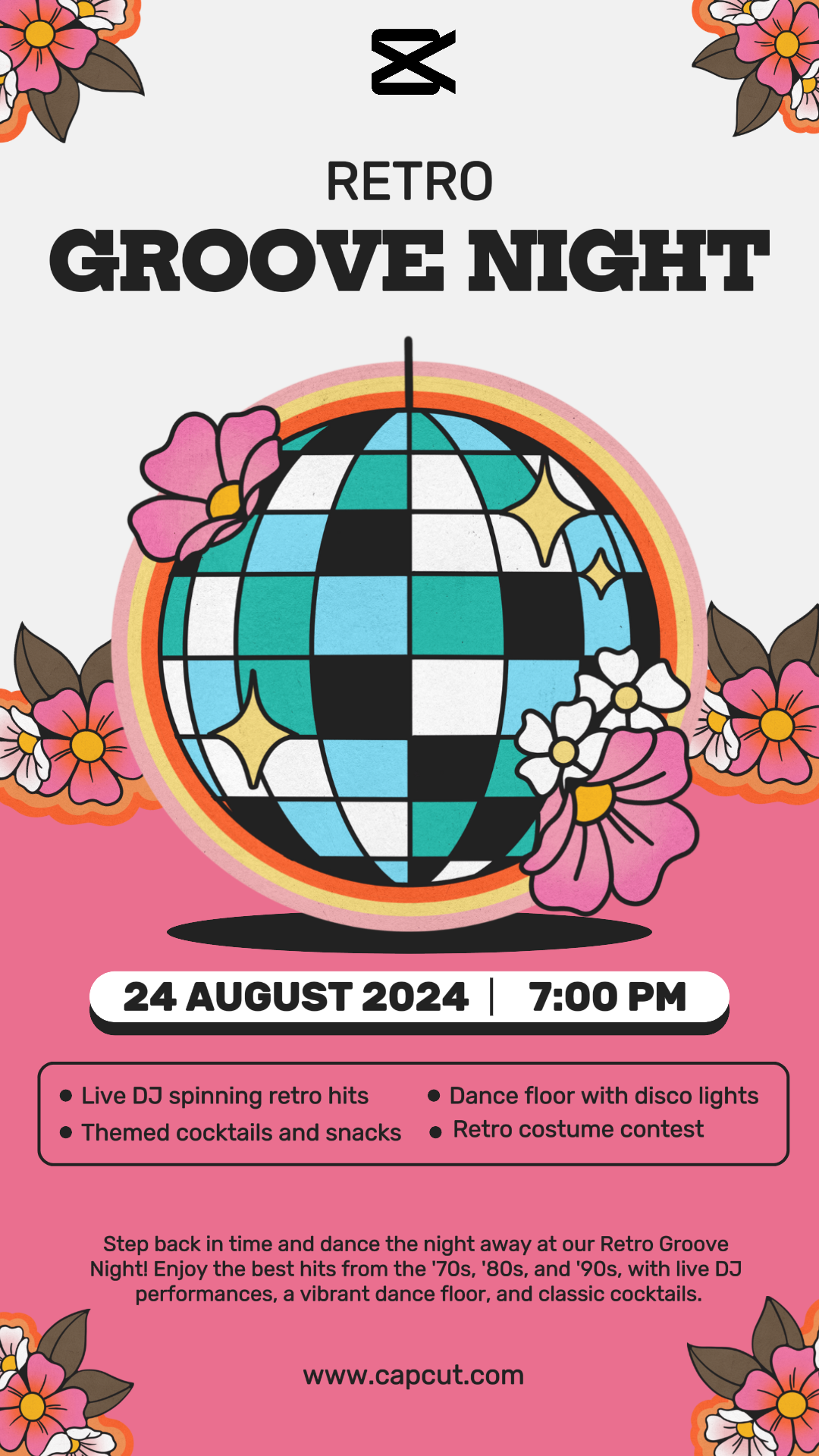 Entretenimento música festa instagram post estilo retro