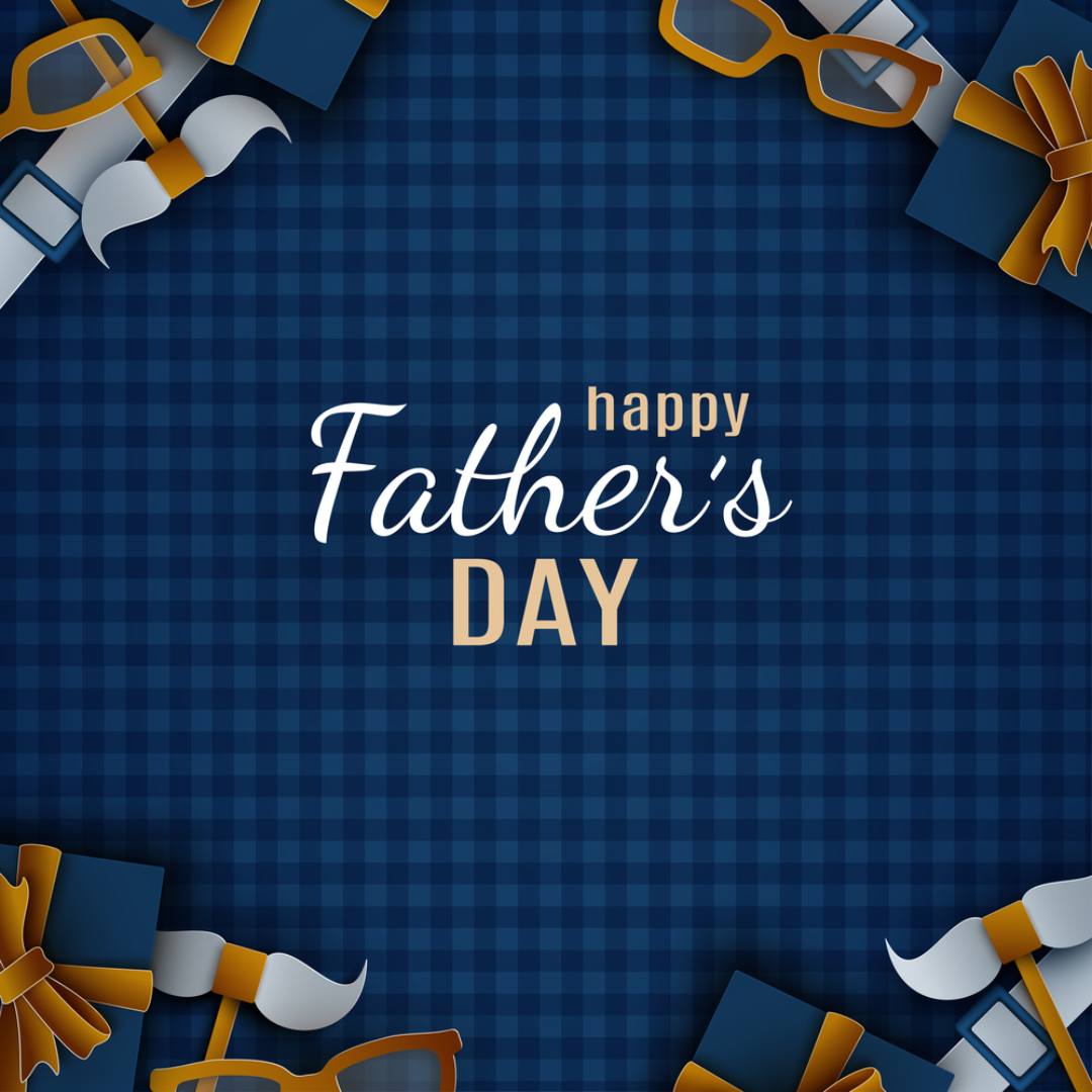 Póster creativo de los días del padre, publicación de instagram en color azul y dorado detrás