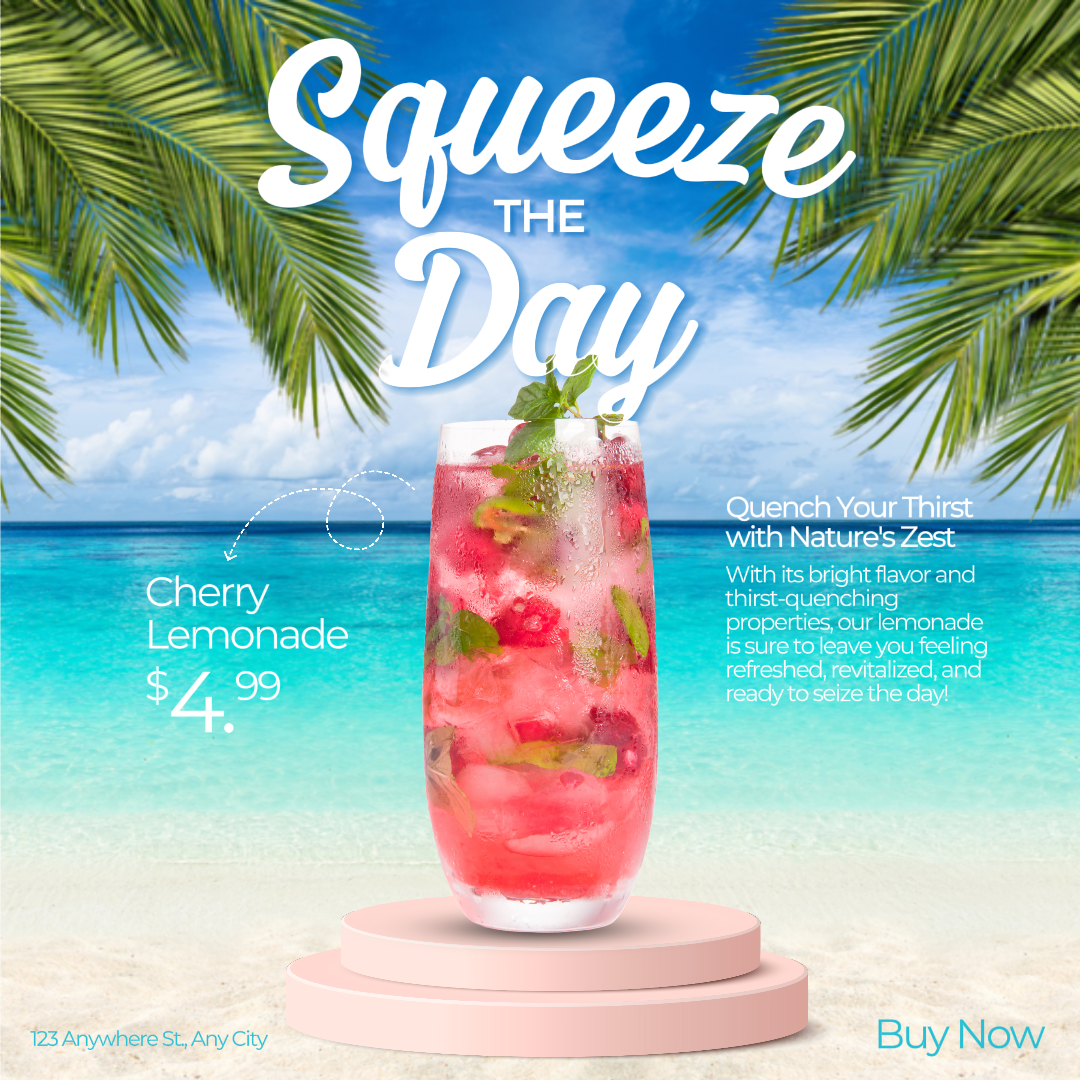 Alimentos y bebidas - Cartel de marketing Exhibición de productos IG Post Estilo llamativo Cherry Lemonade