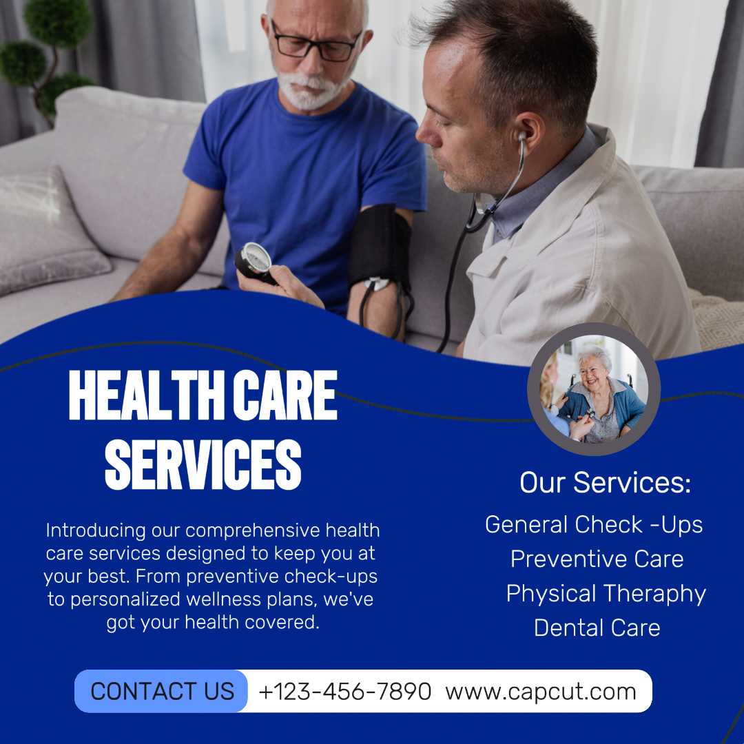 Serviços de saúde Blue and White Instagram Post